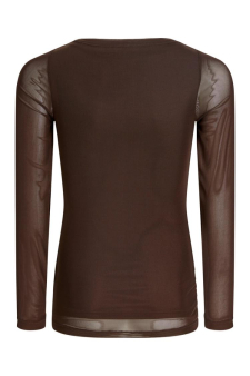 Jxminna Mesh Ls Boatneck Top Wvn Sn Grl
