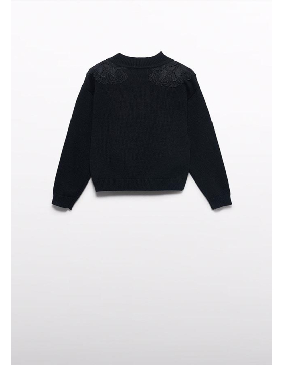 Abel e Lula Jersey Detalhe Guipur - PRETO
