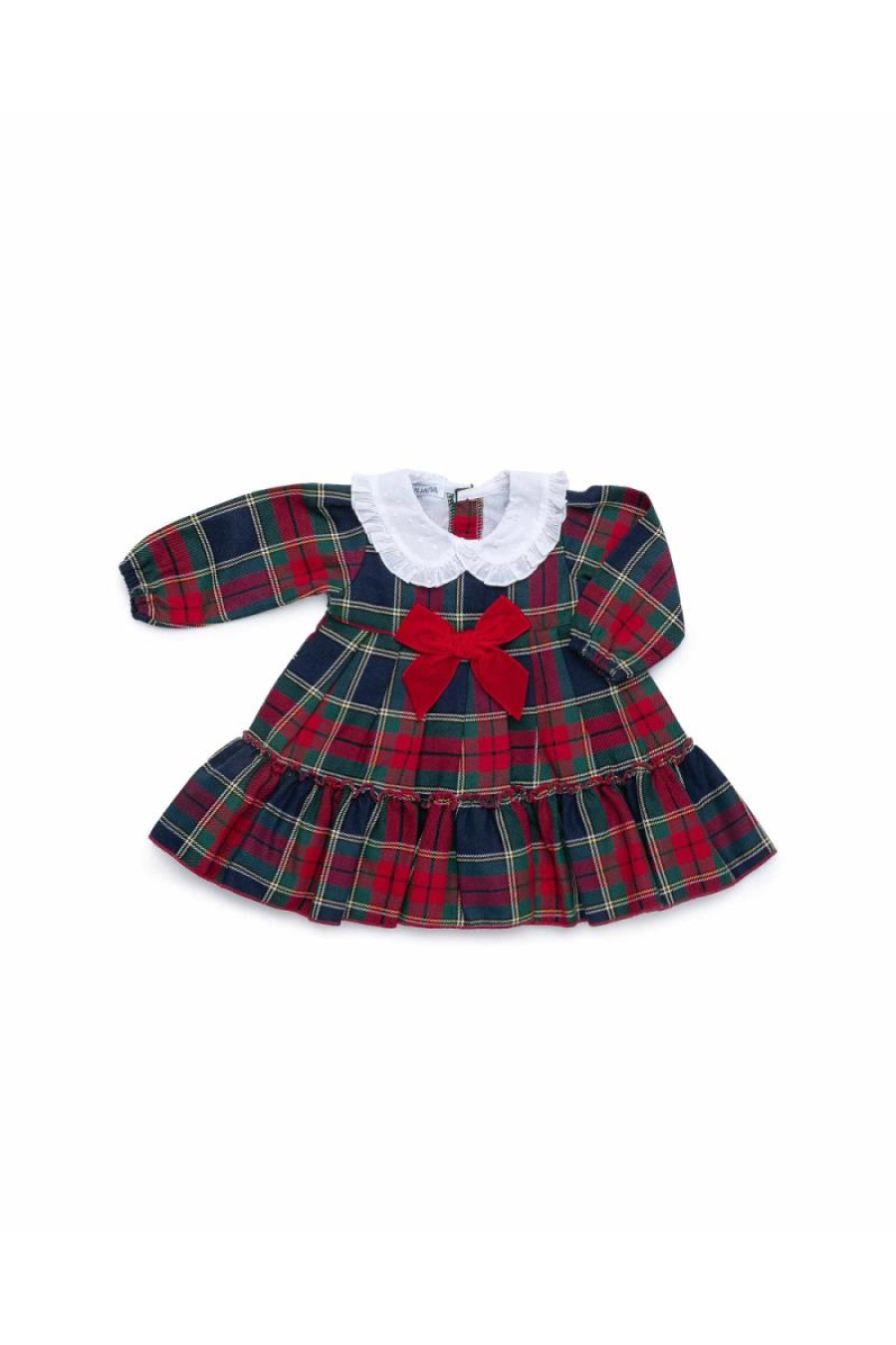 Juliana Vestido 2 Volantes Cuadros Cuello Plumeti