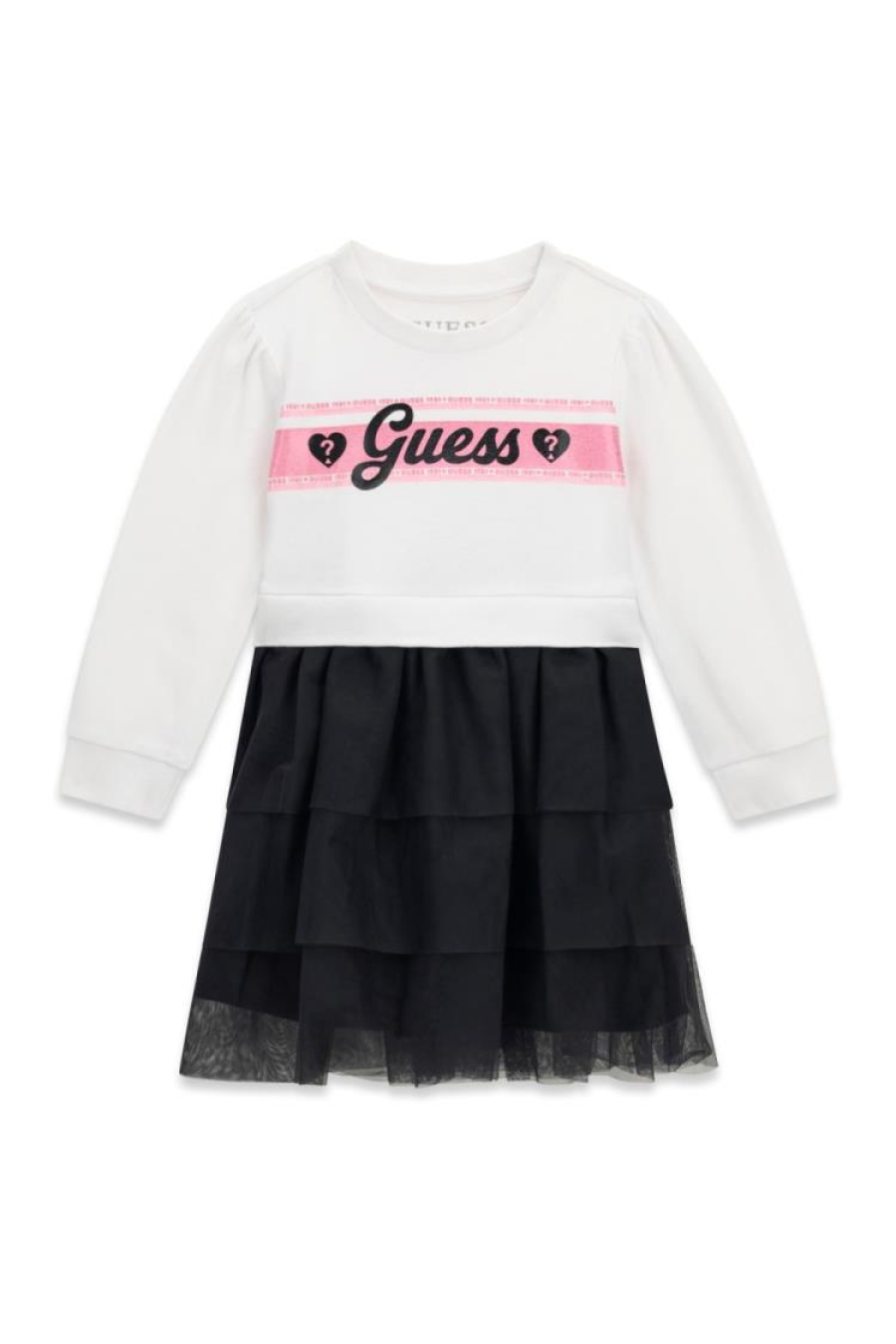 Guess G Mixed Fabric Ls Dress