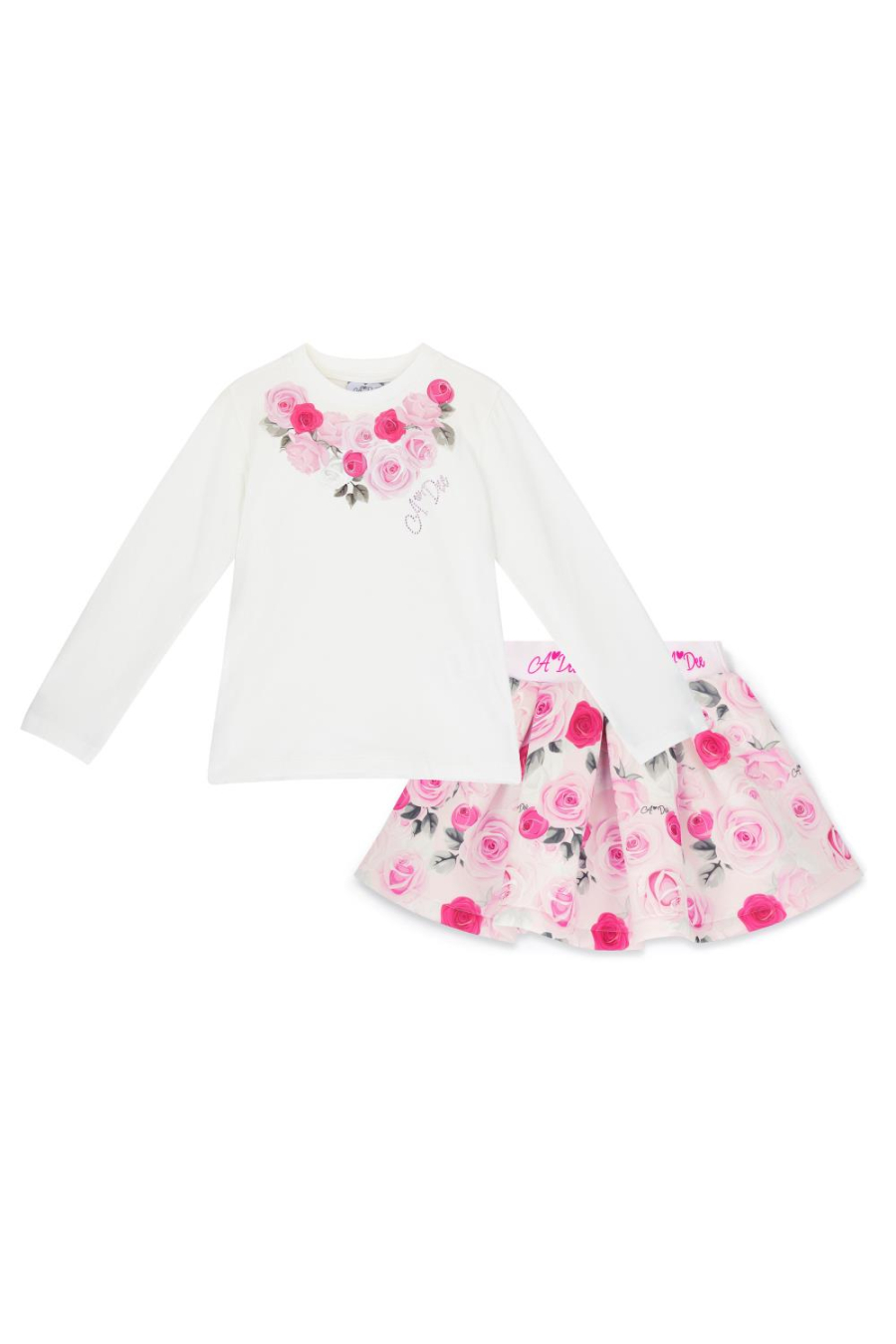 A-Dee Rose Print Skirt Set