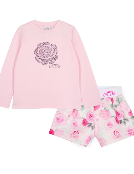 A-Dee Rose Print Short Set