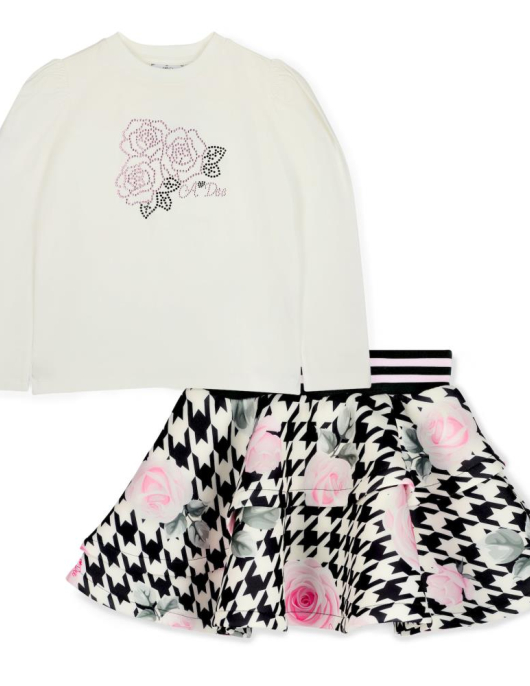 A-Dee Houndstooth Print Skirt Set