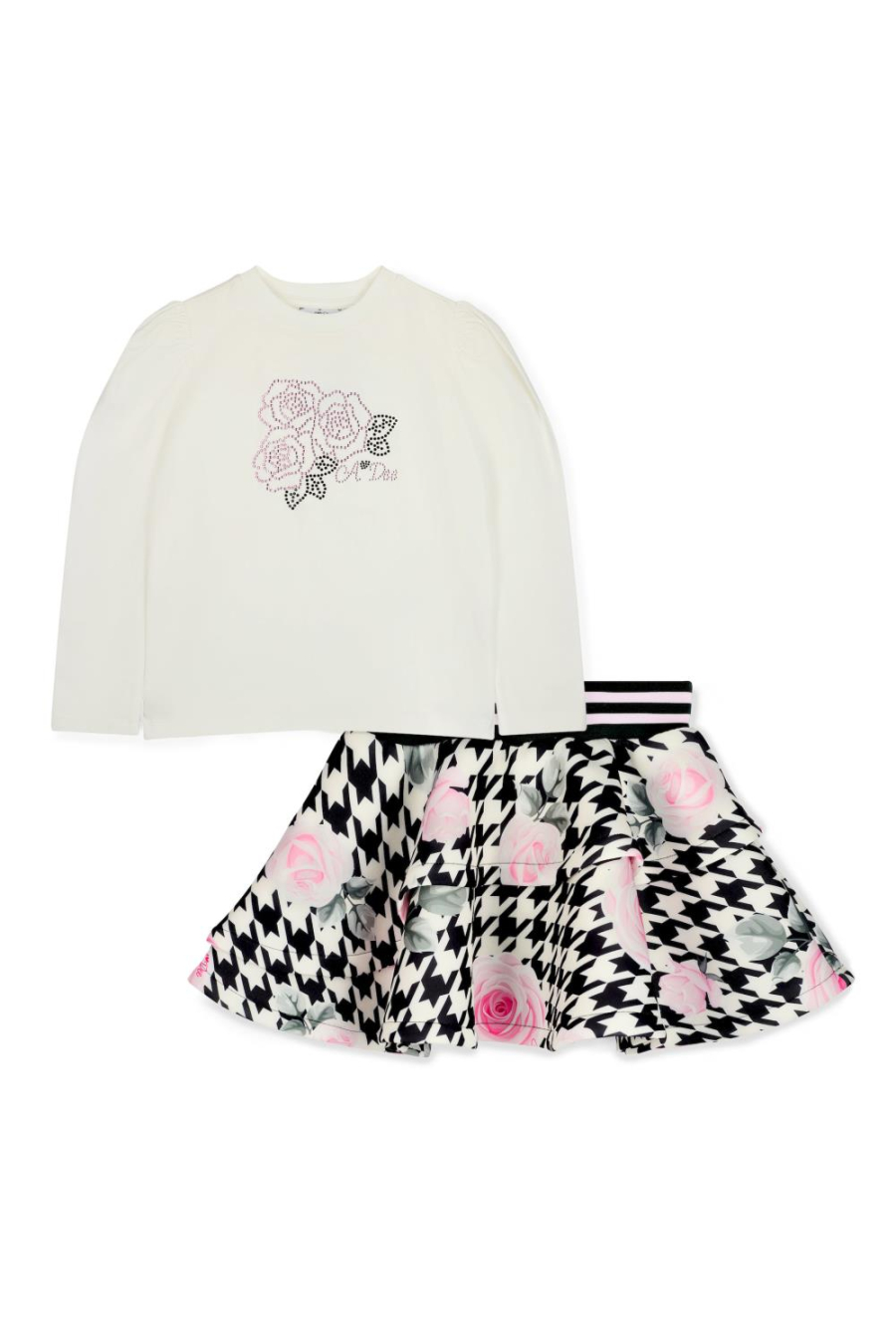 A-Dee Houndstooth Print Skirt Set