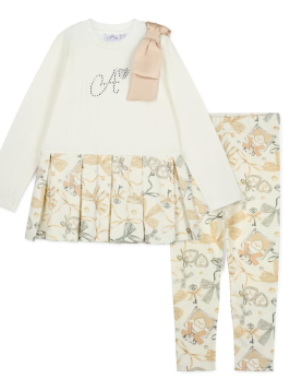 A-Dee Bow Print Peplum Legging Set