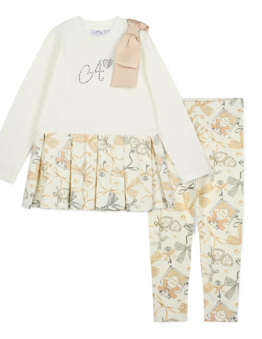 A-Dee Bow Print Peplum Legging Set