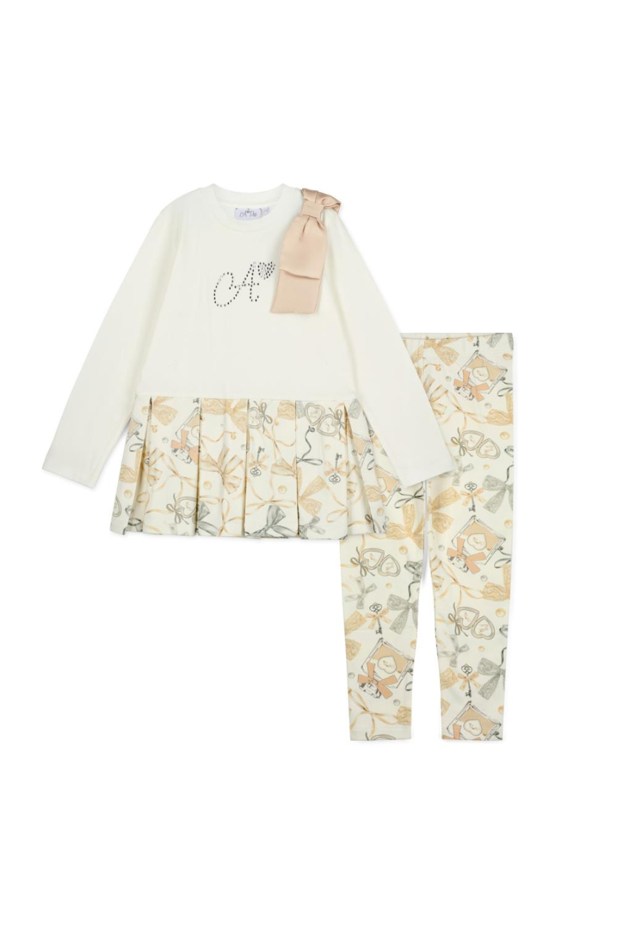 A-Dee Bow Print Peplum Legging Set