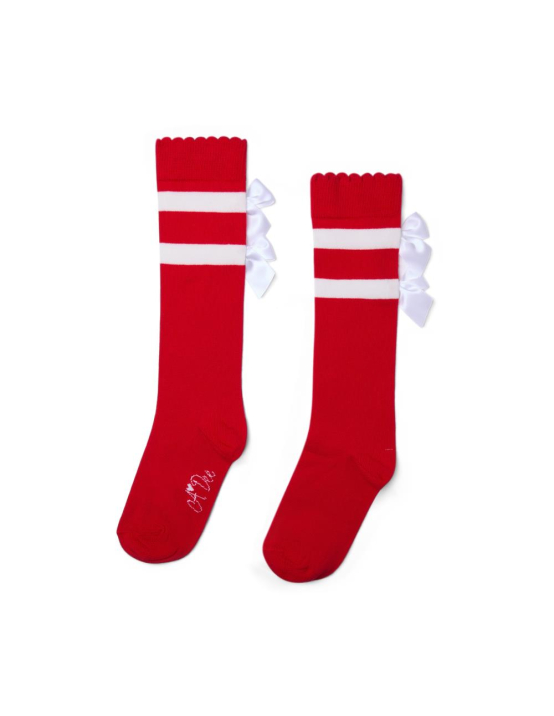 A-Dee Stripe And Bow Knee Sock - MARINHO