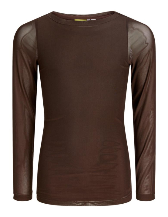 Jxminna Mesh Ls Boatneck Top Wvn Sn Grl