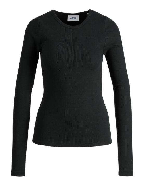 Jxfreya Str Ls Rib Tee Jrs Noos Grl - PRETO