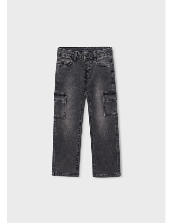 Mayoral Calça Soft Denim Cargo - CINZA ESCURO