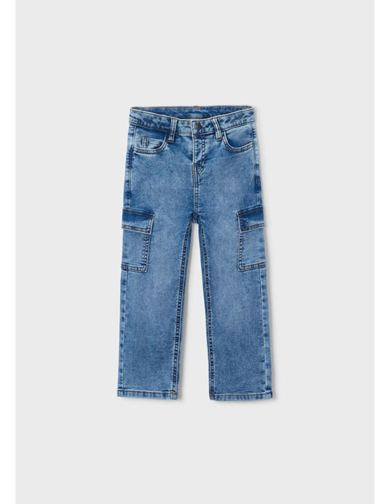 Mayoral Calça Soft Denim Cargo - CLARO