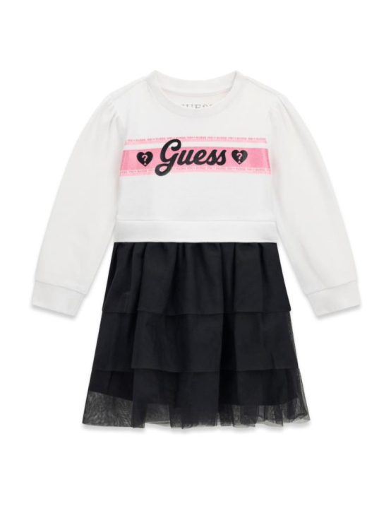 Guess G Mixed Fabric Ls Dress