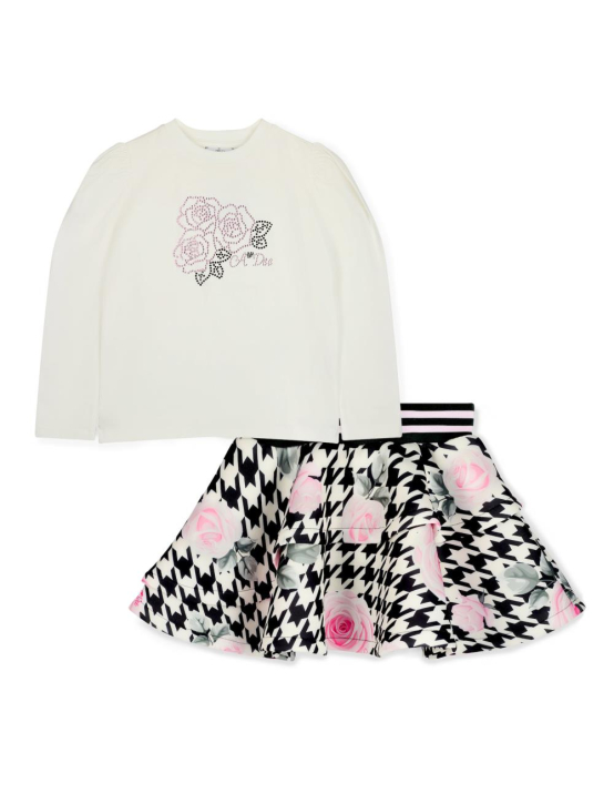 A-Dee Houndstooth Print Skirt Set