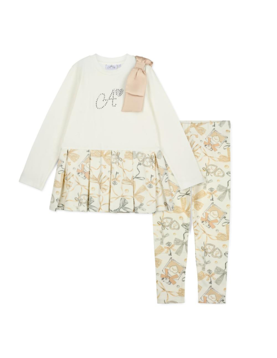 A-Dee Bow Print Peplum Legging Set